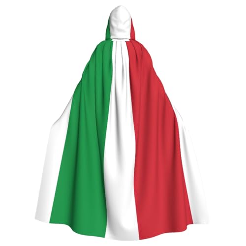 YQxwJL Halloween-Umhang mit italienischer Flagge, Herren, mit Kapuze, Renaissance-Umhang für Erwachsene, Cosplay, Hexenumhang