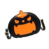 Umhängetasche Mit Halloween Motiv Lustige Kürbisform Für Damen Neuheit Teufel Schultertasche Aus PU Leder Mit Verstellbarem Riemen