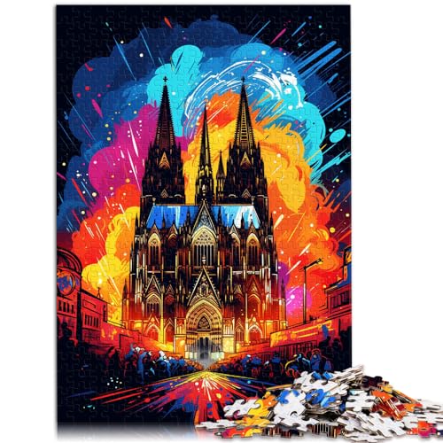 Puzzle zum Verschenken „Die farbenfrohe Psychedelie des Kölner Doms“ 1000-teiliges Puzzle-Spielzeug aus Holz, Künstlersammlung, Bildende Kunst 1000 Teile (50 x 75 cm)