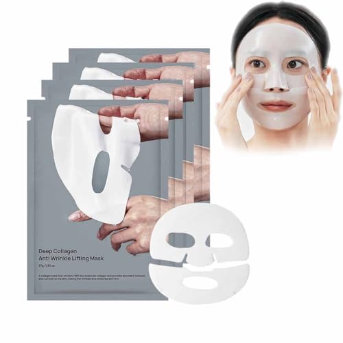 Koreanische Bio-Collagen Real Deep Mask,Collagen-Maske üBer Nacht,Bio-Collagen Collagen Mask,Kollagen Maske,Anti-Falten-Lifting-Gesichtsmaske,Hydrating Overnight Mask,Pore Minimizing (4pcs)