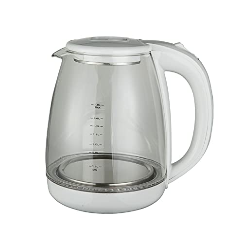 Wasserkocher, Teekessel, 1,8 l, Wasserkocher zum Kochen von Wasser, Tee, Kaffee, Borosilikatglas, 1500 W, tragbare Haushaltsgeräte für Hotel, Familienausflug, Wasserkocher, Topf, Teekanne/Grau,