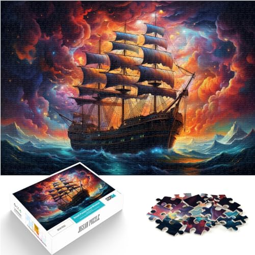 Puzzle, Lernspiele, Fantasy-Neon-Piratenschiff für Erwachsene, 1000-teiliges Puzzle, Lernspiele, Holzpuzzle für Puzzlegeschenke, 1000 Teile (50 x 75 cm)