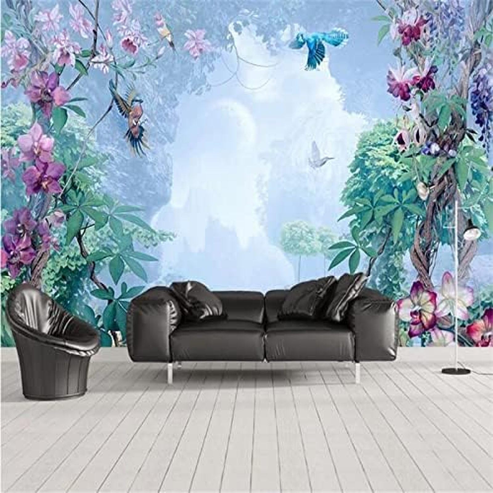 XLMING Handgemalte Kleine Frische Pflanzen, Blumen Und Vögel 3D Tapete Wohnzimmer Sofa Schlafzimmer Esszimmer Home Dekoration Wand-300cm×210cm