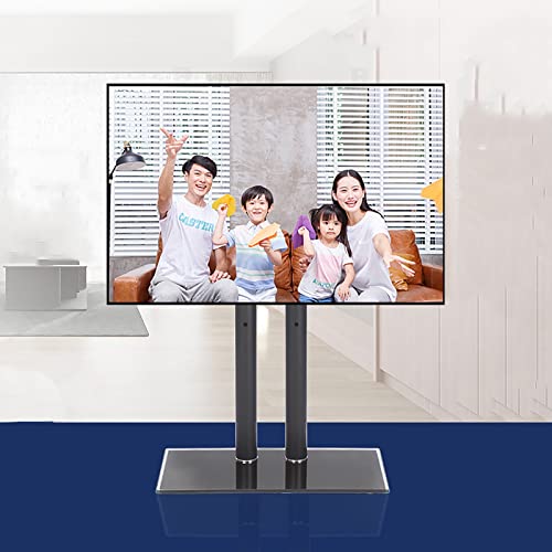 VSULZVNU Universeller TV-Ständer, TV-Wandhalterung, Tisch-TV-Ständer, Universal-TV-Ständerhalterung mit Doppelstabstütz-Design, gehärtete Glasbasis, Tisch-TV-Basis, passend für 94-178 cm (37-70 Zoll)