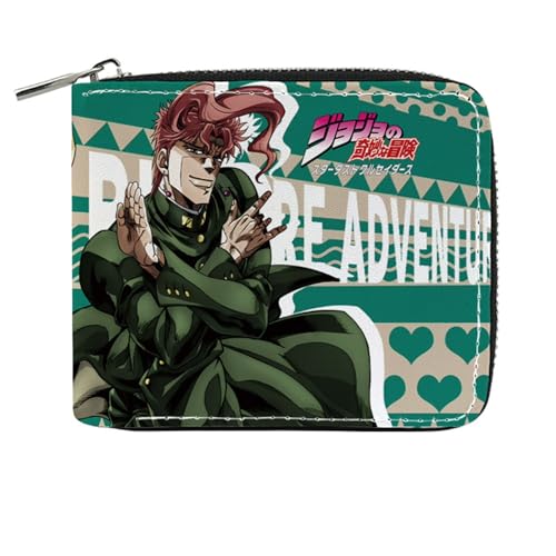 RYNDEX Jo-Jo's Bizar-re Adventu-re Kinder Geldbeutel Jungs, Reißverschluss Portemonnaie Leder, Mädchen Geldtasche mit Münzfach und Geldscheinfach(Color:Multicolor 7)