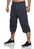 Jet Lag Herren 3/4 Cargo Shorts Safety B kurze Hose mit Seitentaschen Asphalt 3XL