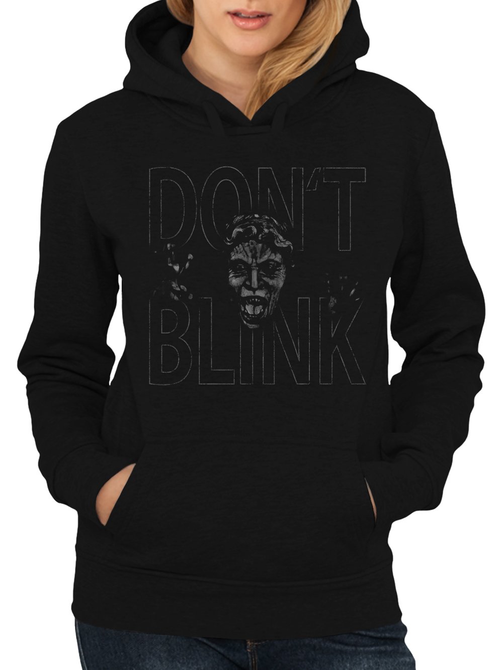 clothinx Damen Kapuzenpullover Weeping Angel Don't Blink Schwarz Gr. M