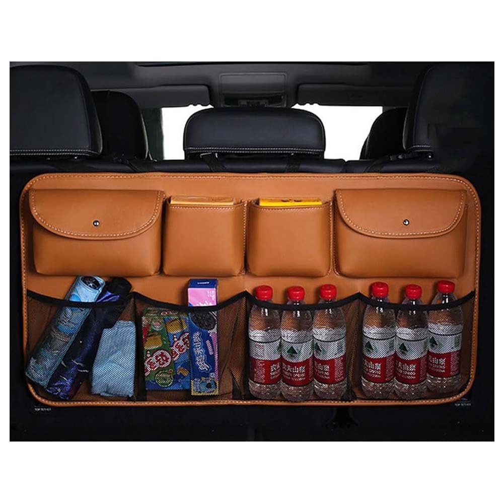 Toets Auto Kofferraum Organizer für Audi A3 8P 8V Sportback, Faltbar Aufbewahrungstasche mit Pocket Hängen Kofferraumtasche Rücksitz Organizer Zubehör,D/Brown