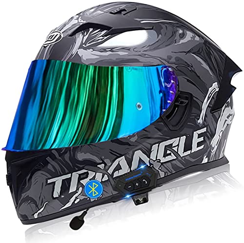 Motorradhelm Integralhelm Mit Bluetooth Headset,ECE Genehmigt Klapphelm Integralhelm Für Damen Und Herren Für Das Radfahren Im Freien Motorrad Helme Sturzhelm ECE/DOT Genehmigt