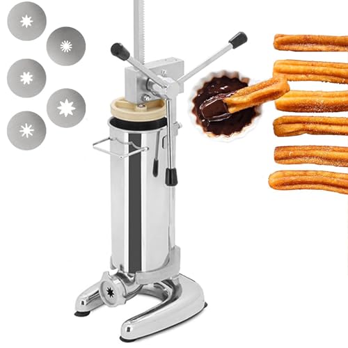 lwjunmm Churro-Maschine, 3L/0,79, kommerzielle manuelle spanische Churro-Maschine, Donut-Maschine, Handmaschine aus Edelstahl, für den privaten und gewerblichen Einsatz Verwenden Sie,3L