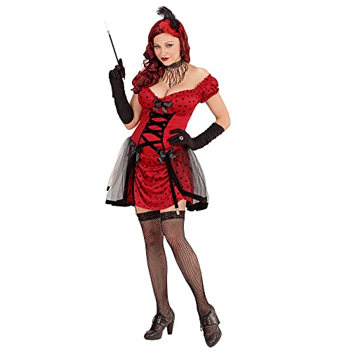 Widmann 76263 - Kostüm Cabaret Girl, Kleid mit Strapse, Haarkamm mit Feder, Burlesque, Fasching, Mottoparty, Karneval