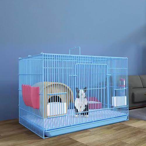 Zusammenklappbarer Kaninchenkäfig mit Matten, Tragbarer Laufstall für Haustiere Kleintierkäfige, Ideal für Kaninchen, Kätzchen, Chinchilla, Meerschweinchen (Color : Blue, Size : L)