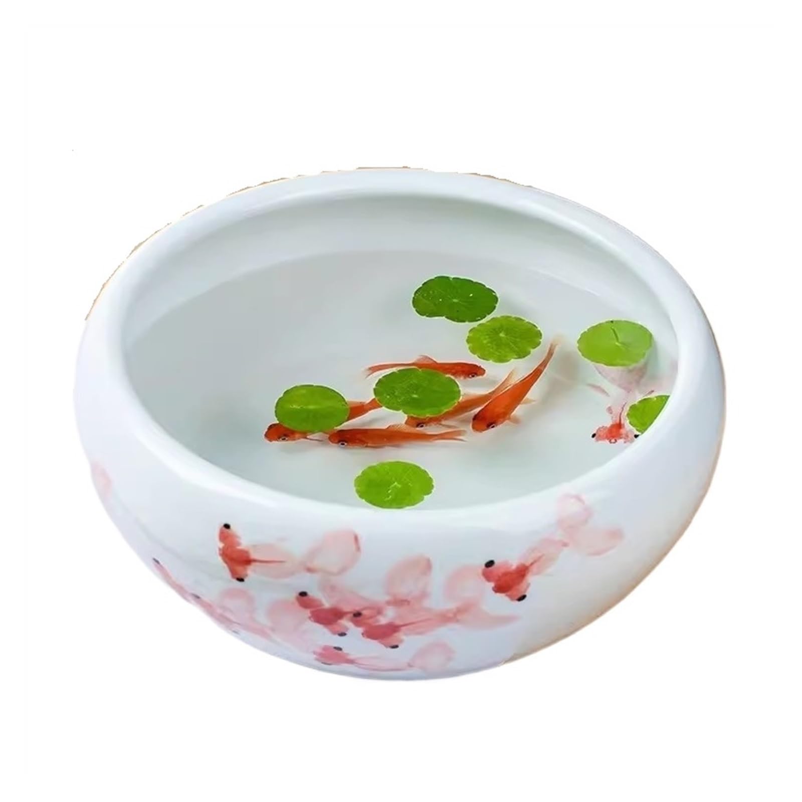 Aquarium Jingdezhen Keramik Aquarium Hand bemalt Desktop Fortune Goldfisch Schildkröte Fütterung Tank Topf Keramik Runde Blumentopf Aquarium-Kit(24x24x12cm)