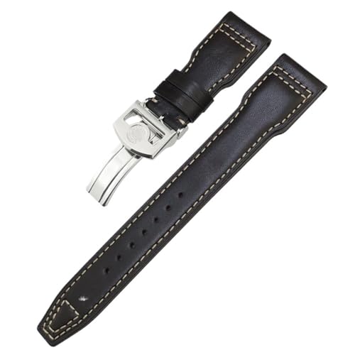 IOTUP Nieten-Uhrenarmband aus echtem Leder, 20 mm, 21 mm, 22 mm, passend für IWC Big Pilot IW377714 Spitfire Top Gun, braunes Rindslederband, 22 mm, Achat