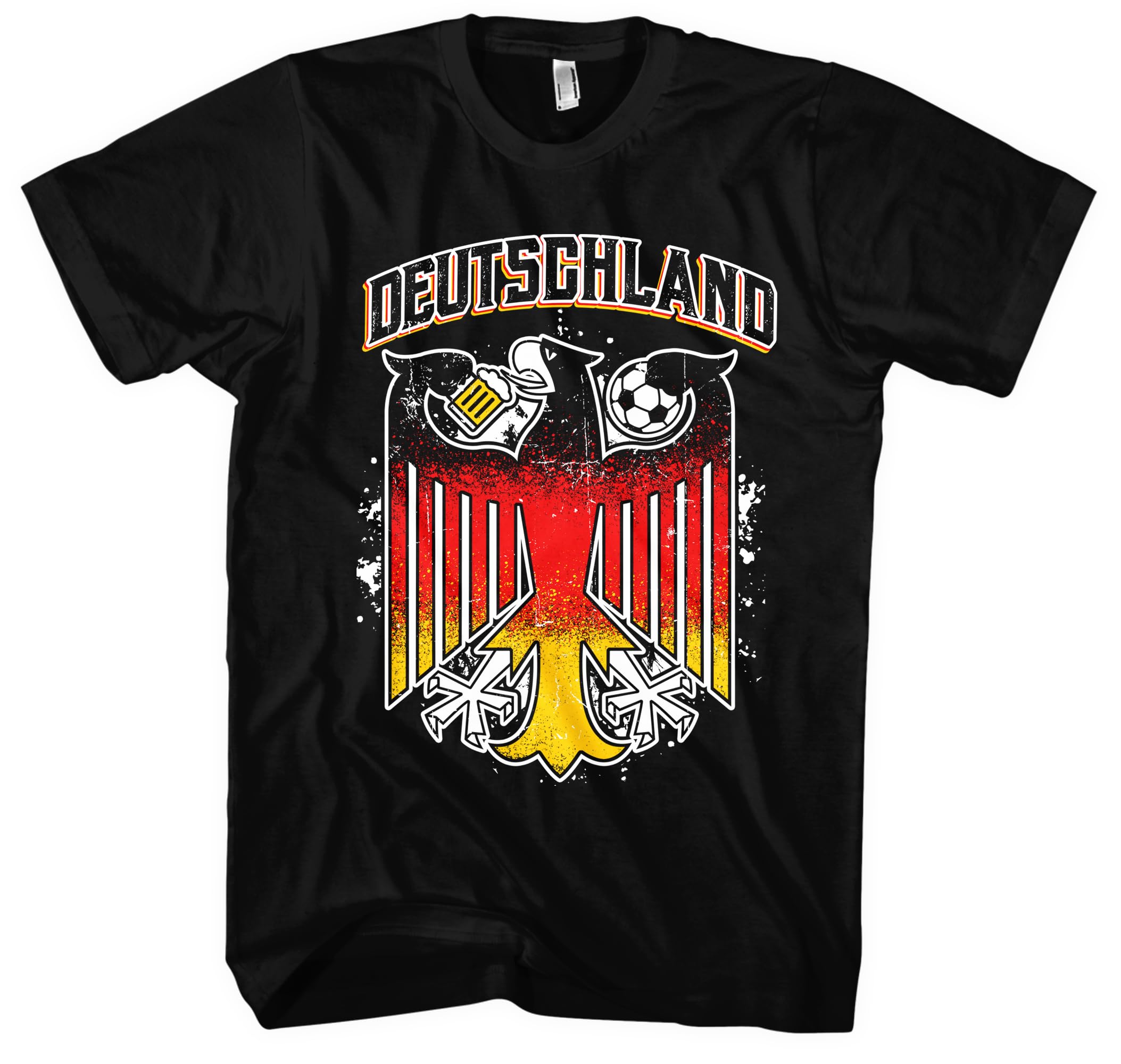 Deutschland Herren T-Shirt | Deutschland Flagge Tshirt Germany Fußball Deutschland Trikot Deutschland Shirt EM WM | M7 Schwarz (4XL)