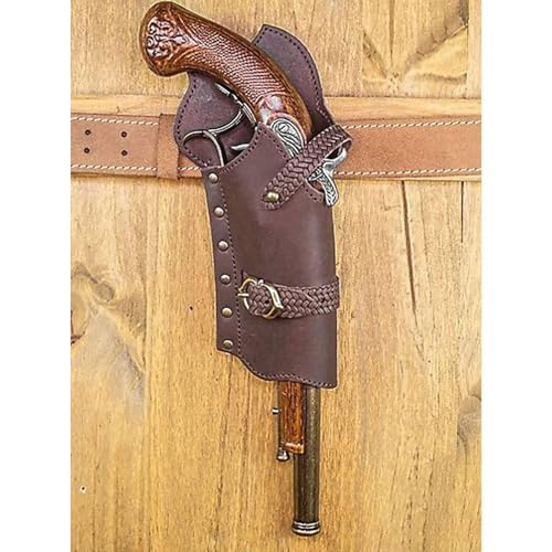 MDFCZXP Piraten Steinschloss Holster für Cosplay Mittelalter Steampunk Leder Pistole Holster,Braun,10cm