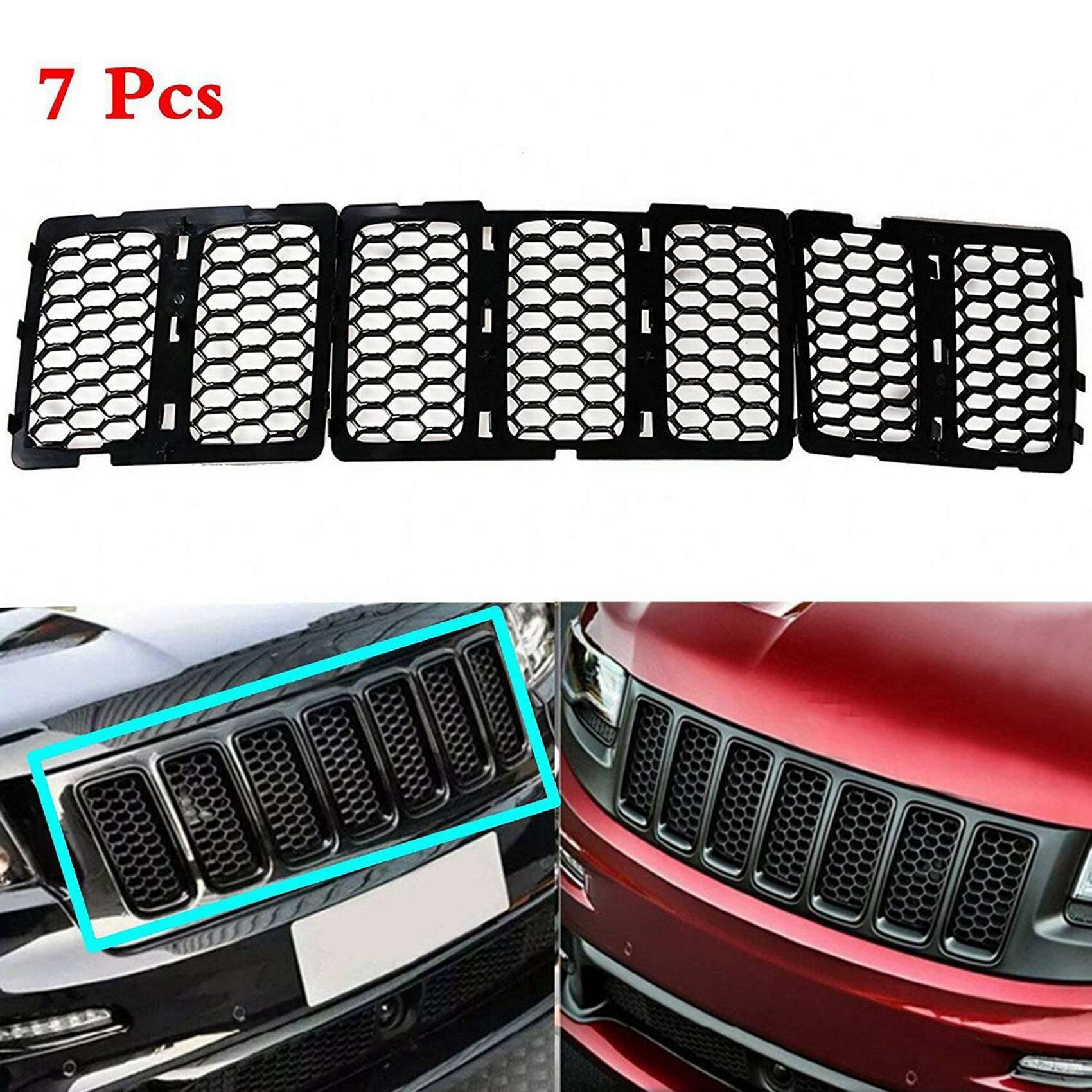 Kiudduy 6X Auto Schwarz Frontgrill Einsätze Trim Mesh Kit für Grand 2014-2016