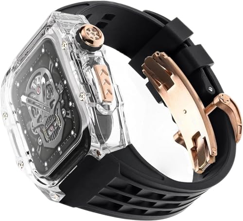 NEYENS Transparentes Uhrengehäuse, Gummiband, Mod Kit, für Apple Watch Ultra 2 8/7/6/5/4/SE Serie, für Herren und Damen, transparent, sportlich, atmungsaktiv, Ersatzarmband, 45 mm, Achat