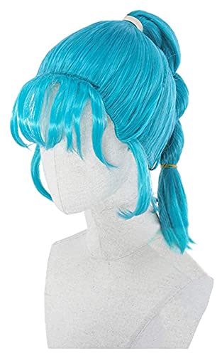 LINLINCD-Wig Anime Cosplay Bulma Cosplay Perücke Blau Twist Braid Hair for Mädchen Frauen Halloween Karneval Party Geschenk