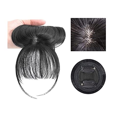 Pony-Haarspange, Clip-in-Pony vorne, synthetischer 3D-Luftfransen-Pony, Clip-in-Bang-Haarverlängerung, gerades synthetisches Haarteil, weiches, natürliches Haar-Accessoire for Frauen und Mädchen,Fals