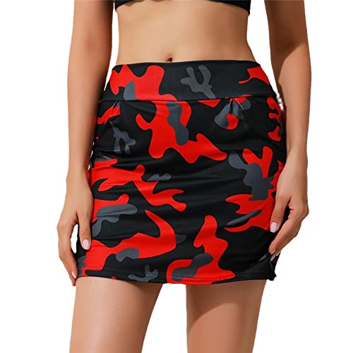 BANLUX Damenrock - Frauen Fitness Short Camouflage Sportrock Shorts Hohe Taille Jogger Kurze Hose Sexy Sommer Lässig Bedruckter Rock Damenbekleidung, Stil C, L