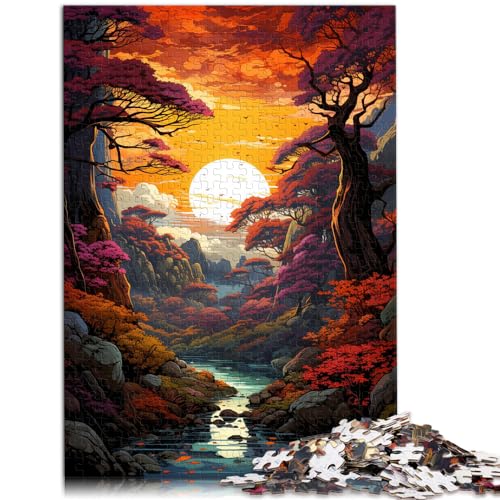 Puzzle Die farbenfrohe psychedelische Schönheit des Nara-Parks, 1000-teiliges Puzzle für Erwachsene, Holzpuzzle, Heimdekoration, 1000 Teile (50 x 75 cm)