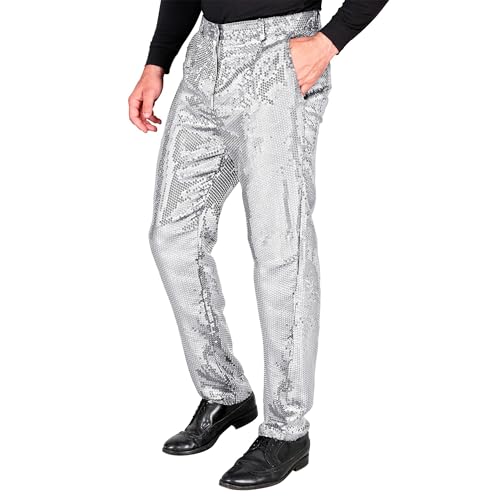 Widmann - Party Fashion Paillettenhose für Herren, Disco Fever, Schlagermove, Herrenhose