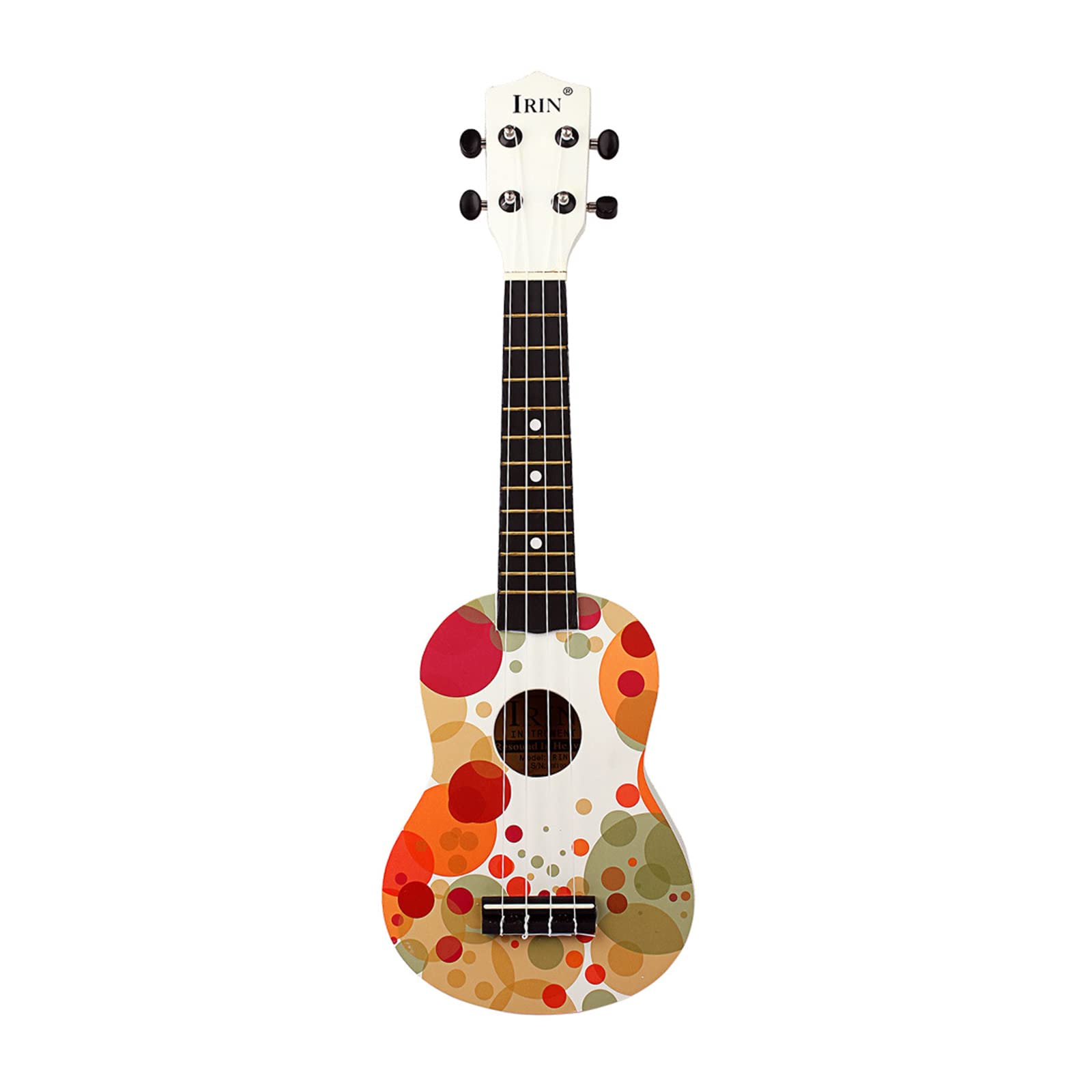 Hawaii-Ukulele für Anfänger, 53,3 cm, kleine Gitarre, viersaitig, buntes Blasenmuster, einfache und lustige Holz-Ukulele für Kinder