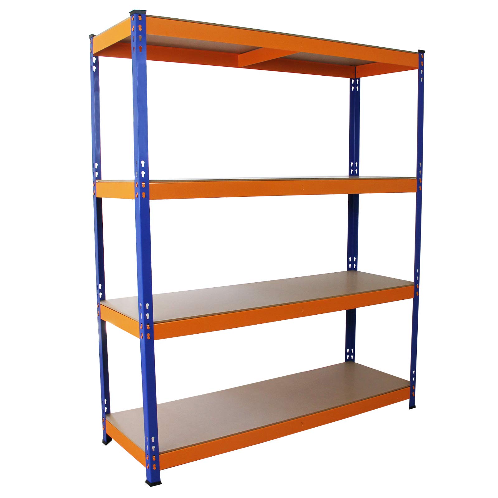 Monster Racking S-Rax Schwerlastregal Lagerregal Garagenregal Stahlregal Industrieregal Werkstattregal Steckregal Metallregal Kellerregal Regalsystem Stahl 100% schraubenlos blau-orange 150cm x 50cm