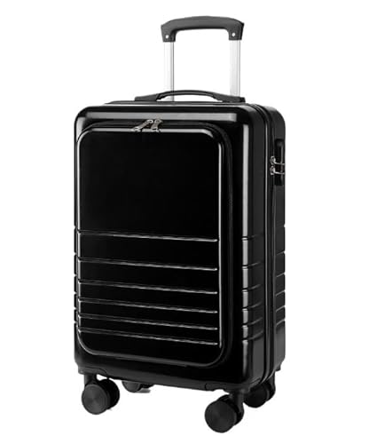 RUVOO Koffer Trolley Reisekoffer Handgepäck, Von Der Fluggesellschaft Zugelassen, Leichter Koffer, Hartschalen-Reisegepäck Koffer Gepäck Rollkoffer (Color : Black, Size : 24in)