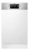 AEG FEE7341AZM Integrierter-Geschirrspüler / 45cm / AirDry - perfekte Trocknungsergebnisse / D / energiesparend / Besteckkorb / Beladungserkennung / Display / Startzeitvorwahl / extra leise