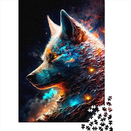 Wolf Space Holzpuzzle für Erwachsene Puzzles 1000 Teile Puzzles für Erwachsene Teenager Ganze Familie Und Die 75x50cm