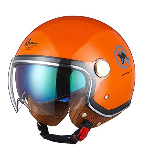 BGMKE 3/4 Open-Face Motorradhelm Herren Street Half Helme Mit Visier,Damen Retro Chopper Motorradhelm,ECE Zertifizierung Sommer Moped Cruiser Scooter-Helm Halboffener Helm Offener Helm