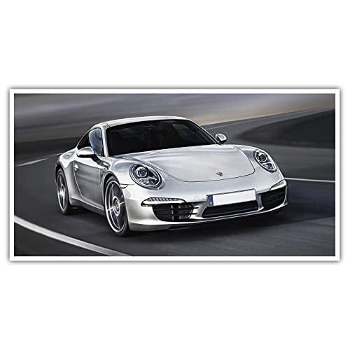 911 Carrera - Poster - ohne Rahmen, Auto Silber kompatibel mit Porsche 911 (120 x 60 cm, Poster)