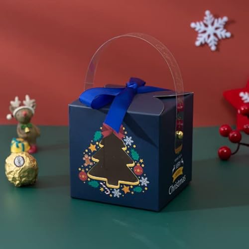 10/30 Stück Weihnachtspapierschachtel mit Fenstergriff Pralinenschachtel Kekse Süßigkeiten Kleine Geschenkverpackung Schachtel Partygeschenk Dekoration-C,30St