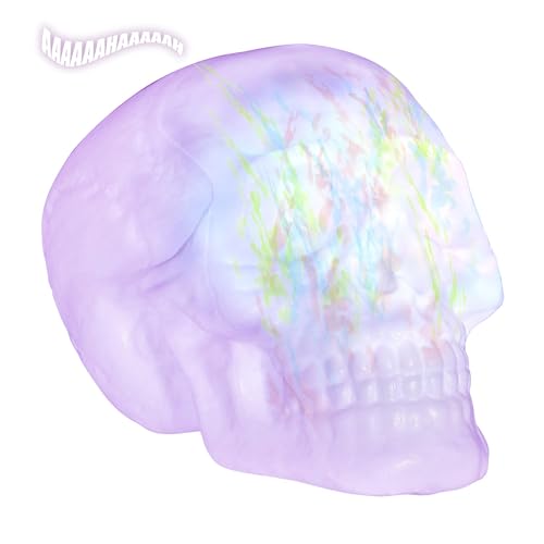 Sound sensor activated "SKULL WITHCOLOR CHANGING KALEIDOSCOPE LIGHTS& EERIE SOUNDS" 32 cm - with "TRY ME" function (3 x AAA batteries included) -