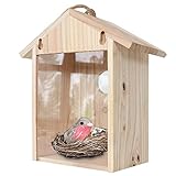 NVOQILIN Vogelhaus aus Holz, unlackiert, zum Bemalen, Hängenest, Fenster, Vogelhaus für Vögel im Freien, klar zu beobachten