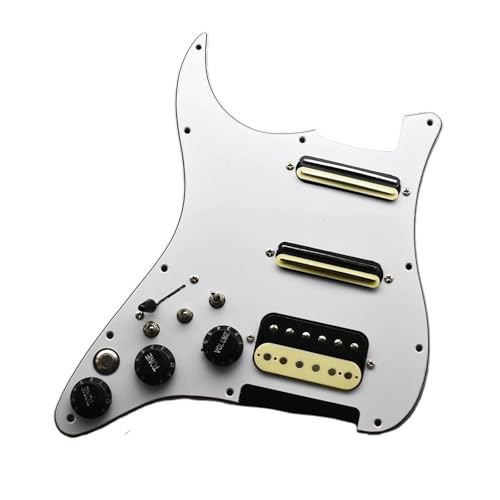 Schlagbrett Tonabnehmer für E Gitarre Linkshänder SSH E-Gitarren-Schlagbrett-Tonabnehmer mit Singlecut-Schalterverkabelung vorverdrahteter Tonabnehmer Schwarz/Weiß(White)