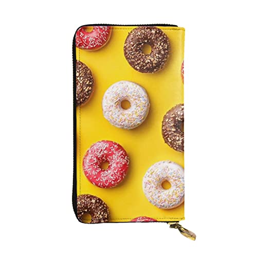 DMORJ Donut Leder lange Clutch-Brieftasche: 19 x 10 cm, bequem, leicht, wasserdicht, langlebig, schönes Geschenk, Schwarz, Einheitsgröße, Schwarz , Einheitsgröße