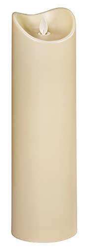 Dehner Outdoor-Kerze mit LED-Beleuchtung, Ø 8.9 cm, Höhe 30.5 cm, Kunststoff, creme