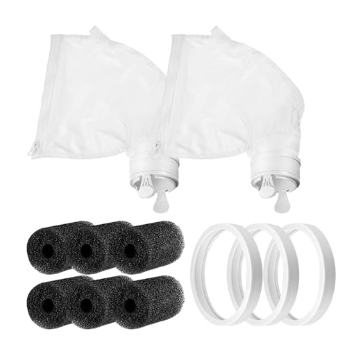 Poolreiniger-Set, Pool-Reinigungszubehör, Ersatz für Wasserdichten Poolreiniger, 2 Stück 280 Filterbeutel, 6 Stück Kehrschlauch-Endschrubber, 3 Stück Poolreiniger-Reifen für Pool-Staubsauger