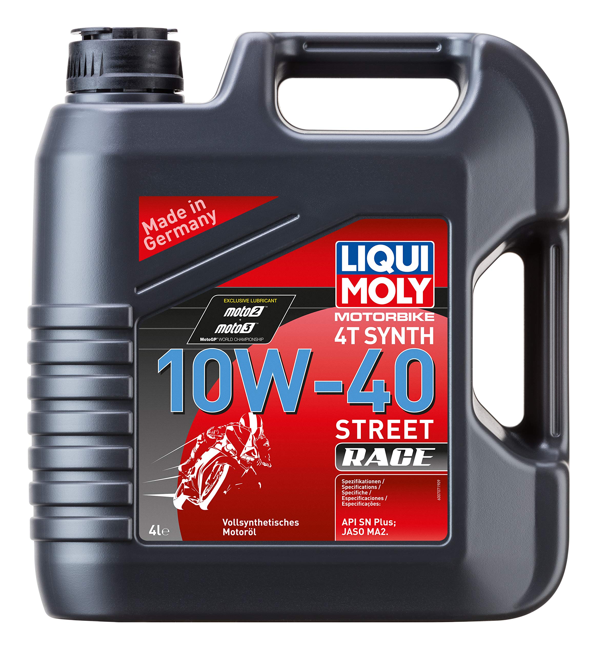 LIQUI MOLY Motorbike 4T Synth 10W-40 Street Race | 4 L | Motorrad 4-Takt-Öl | Art.-Nr.: 20754, farblos