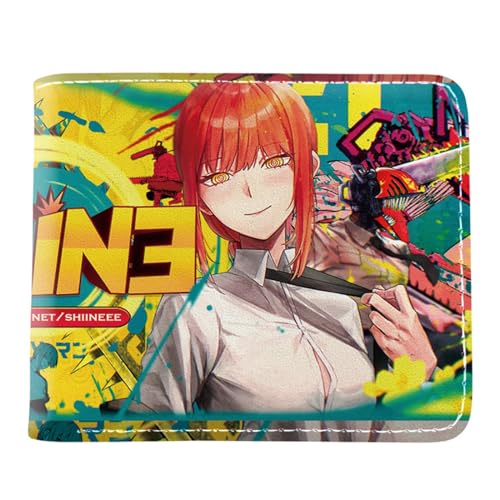 Chains-aw Man Brieftasche Anime, Cartoon Comics Portemonnaie Klein, PU Leder Münzbörse Wallet mit Sichtfenster(Color:Multicolor 1)