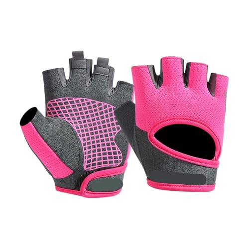 LYHYDMA Fitness-Handschuhe Halbfinger-Fahrradhandschuhe, rutschfest, atmungsaktiv, stoßfest, verschleißfest, Outdoor-Fitness, Boxen, Laufen, Unisex-Handschuhe(Rose red,L)