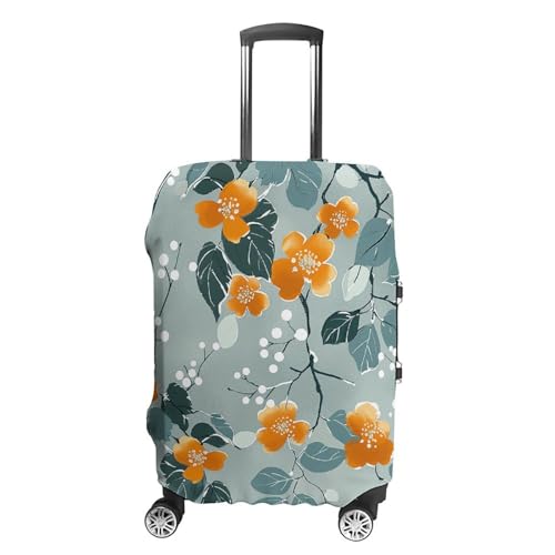 CSGJMYGS Reisegepäckabdeckung, elastisch, waschbar, modisch, kratzfest, kleine orangefarbene Blumen, Kofferschutz, passend für 45,7 - 81,3 cm Gepäck, Stil-7, XL