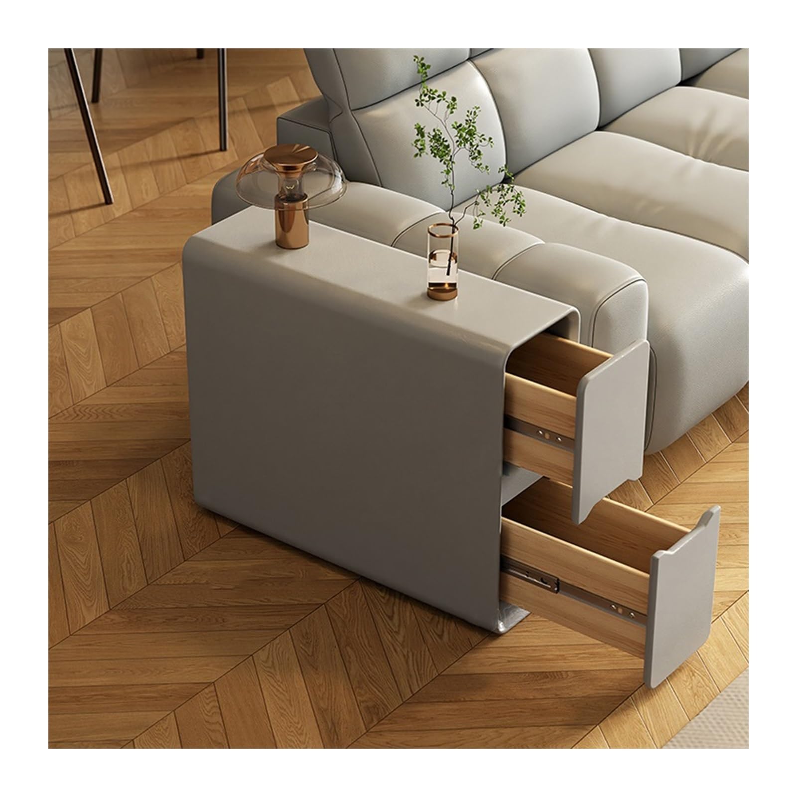 FUHAI-666 Ultraschmales Sofa Sideboard Beistelltisch Aufbewahrung Wohnzimmer Modern Einfach Massivholz Sandwichschrank(Grigio,20x80x55cm)