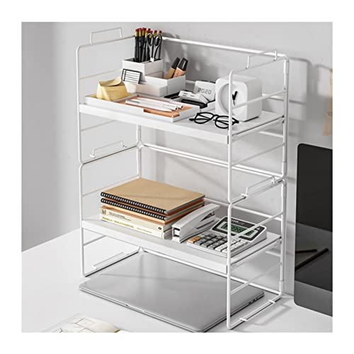 QYZUJIKL Desktop Bücherregal 3Tiers Büro Desktop Storage Rack Eisen Schreibtisch Speicherung Bücher