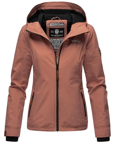 MARIKOO Damen Frühjahr Übergangs Jacke leicht gefüttert Kapuze kurz B862 [B862-Brombeer-Terracotta-Gr.L]