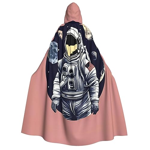 WURTON Astronaut auf dem Mond 1 Druck Unisex Kapuzenumhang Kostüm Damen Herren Vampir Halloween Cosplay Karneval Mottoparty