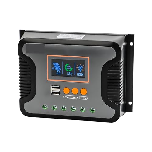 Solarregler, 30A 60A 80A PWM Solar Ladegerät Controller 12V 24V 36V 48V Auto Max PV 100Vdc mit Dual USB Port Hintergrundbeleuchtung LCD Display Regler(30A)